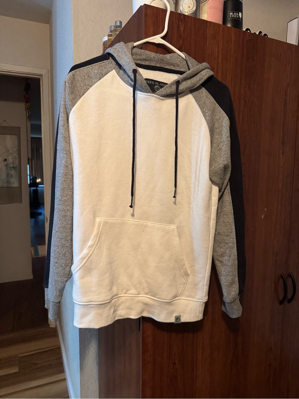Hooded Raglan Pullover - White & Gray